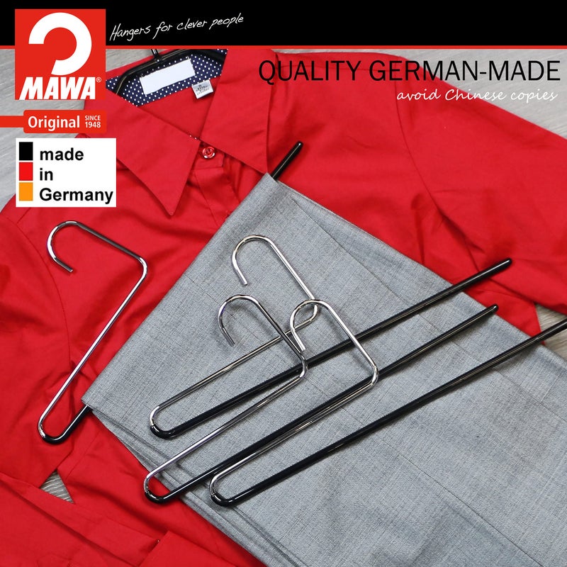 Mawa by Reston Lloyd Reverse Hook Trouser Series Non-Slip Space-Saving Clothes Hanger with Single Rod for Pants  Style KH/35U  Set of 10  Black - Image 5